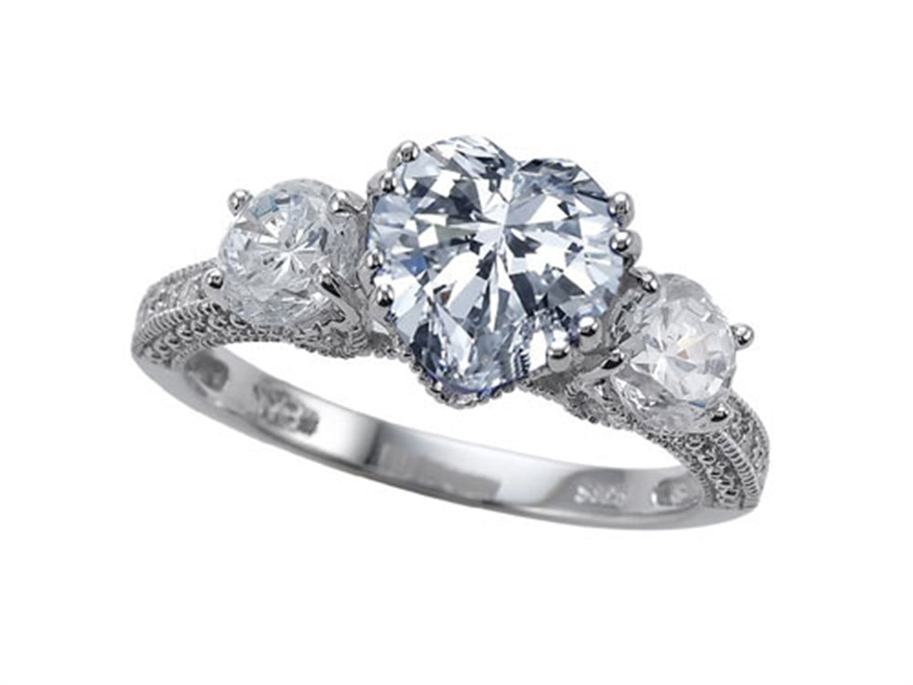 Star K 8mm Heart Shape White Topaz Ring