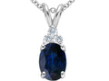 Tommaso Design™ Genuine Sapphire Oval 8x6mm s Pendant Necklace