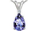 Tommaso Design™ Pear Shape Genuine Tanzanite and Diamond Pendant Necklace