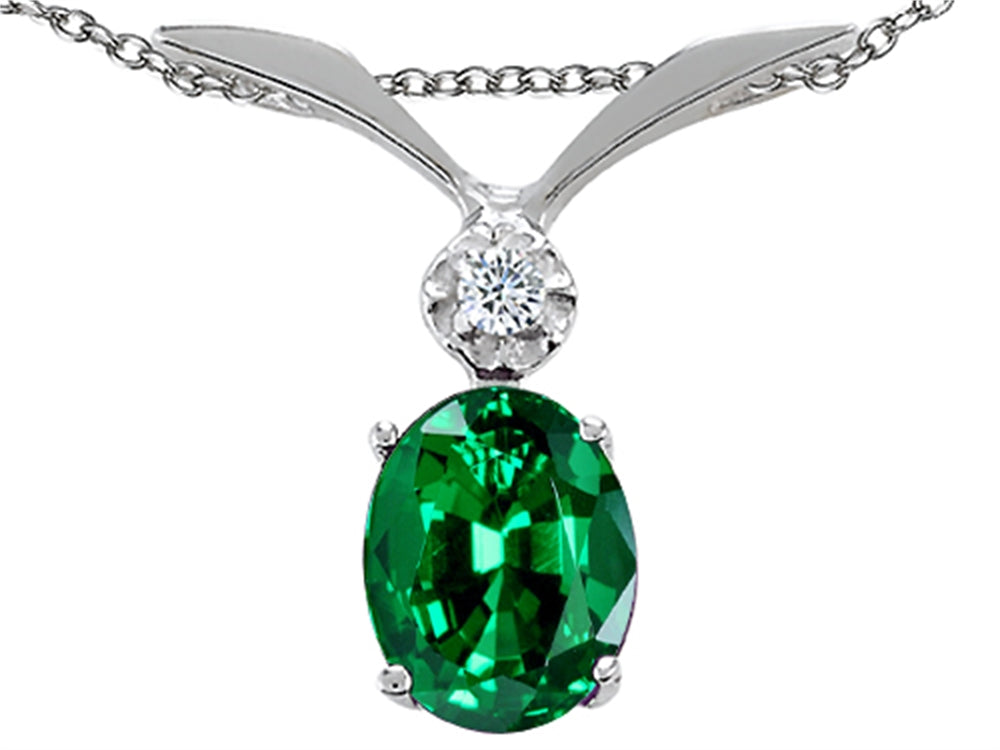 Tommaso Design™ Oval Simulated Emerald And Pendant Necklace