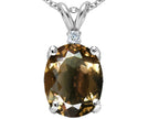 Tommaso Design™ Oval 12x10mm Genuine Smoky Quartz Pendant Necklace