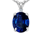 Tommaso Design™ Oval 12x10mm Created Blue Sapphire Pendant Necklace