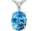 Tommaso Design™ Oval 12x10mm Genuine Blue Topaz Pendant Necklace
