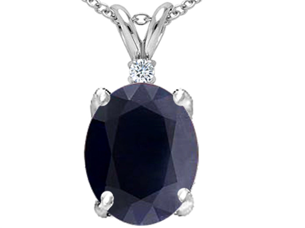 Tommaso Design™ Oval 12x10mm Genuine Black Sapphire Pendant Necklace