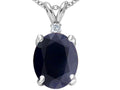 Tommaso Design™ Oval 12x10mm Genuine Black Sapphire Pendant Necklace