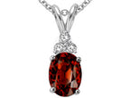Tommaso Design™ Oval Genuine Garnet and Diamond Pendant Necklace