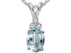 Tommaso Design™ Oval 8x6m Genuine Aquamarine Pendant Necklace