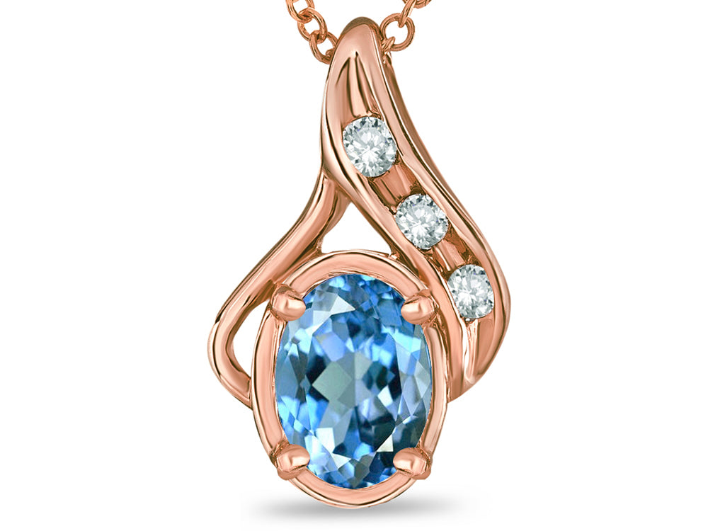 Star K™ Oval 7x5mm Genuine Blue Topaz Drop Pendant Necklace