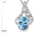 Star K™ Oval 7x5mm Genuine Blue Topaz Drop Pendant Necklace