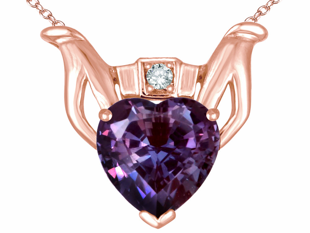 Star K™ Claddagh Love Pendant Necklace With 8mm Heart Simulated Alexandrite