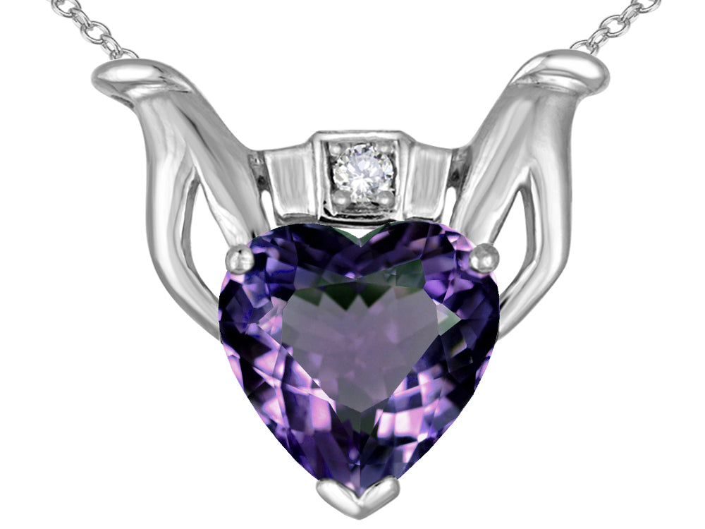 Star K™ Claddagh Love Pendant Necklace With 8mm Heart Simulated Alexandrite
