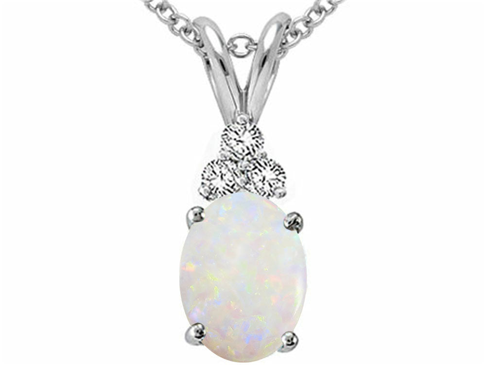 Tommaso Design™ Genuine Opal Oval 7x5mm Pendant Necklace