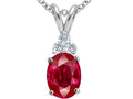 Tommaso Design™ Oval Created Ruby Pendant Necklace
