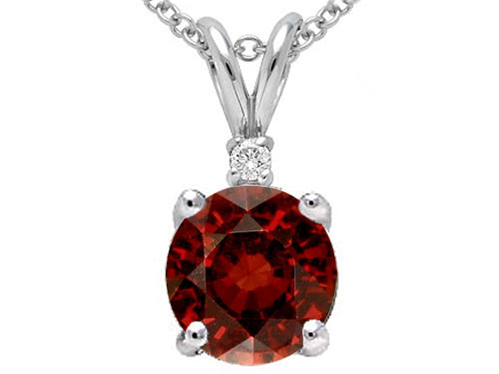 Tommaso Design™ Round Genuine Garnet Pendant Necklace