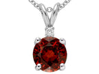 Tommaso Design™ Round Genuine Garnet Pendant Necklace