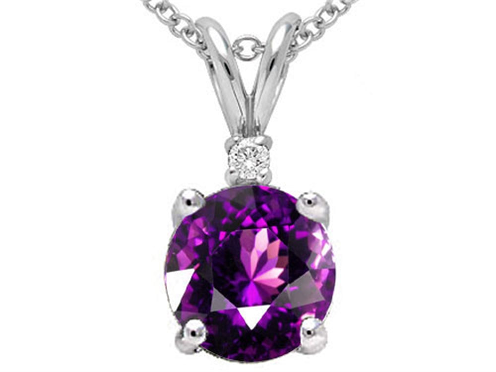 Tommaso Design™ Round Genuine Amethyst Pendant Necklace
