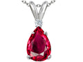 Tommaso Design™ Pear Shape 8x6mm Created Ruby Pendant Necklace