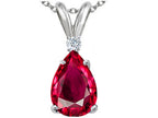 Tommaso Design™ Pear Shape 8x6mm Created Ruby Pendant Necklace