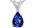 Tommaso Design™ Pear Shape 8x6mm Created Blue Sapphire Pendant Necklace