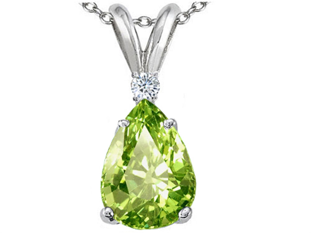Tommaso Design™ Pear Shape 8x6mm Genuine Peridot Pendant Necklace
