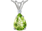 Tommaso Design™ Pear Shape 8x6mm Genuine Peridot Pendant Necklace