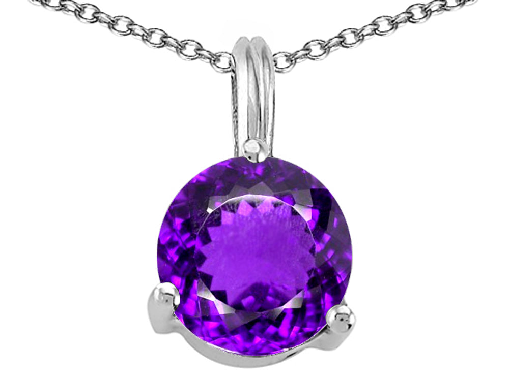 Tommaso Design™ Round 7mm Genuine Amethyst Pendant Necklace