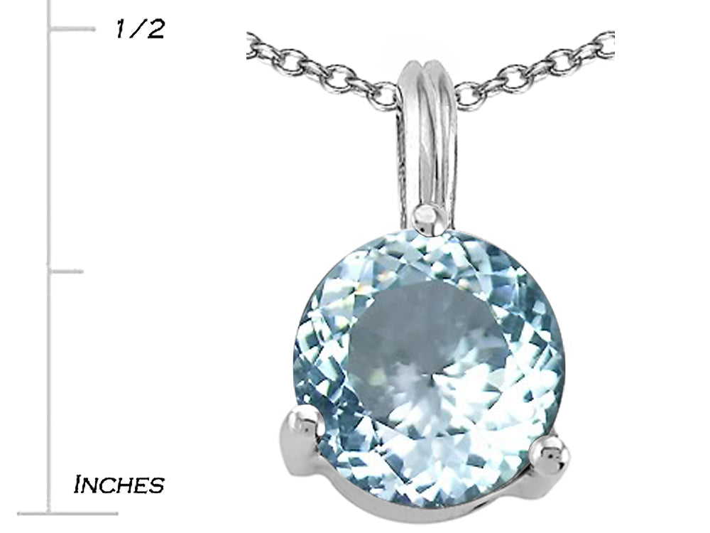 Tommaso Design™ Round 7mm Genuine Aquamarine Pendant Necklace