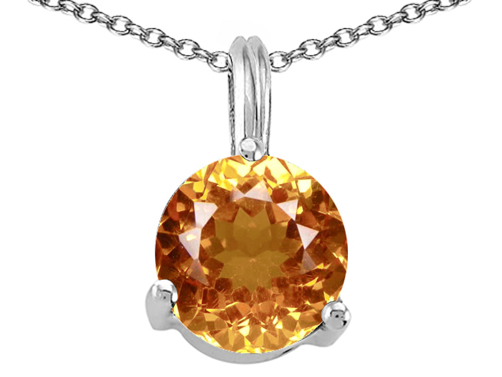 Tommaso Design™ Round 7mm Genuine Citrine Pendant Necklace
