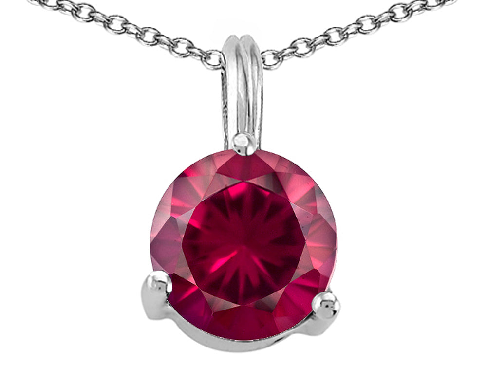 Tommaso Design™ Round 7mm Created Ruby Pendant Necklace