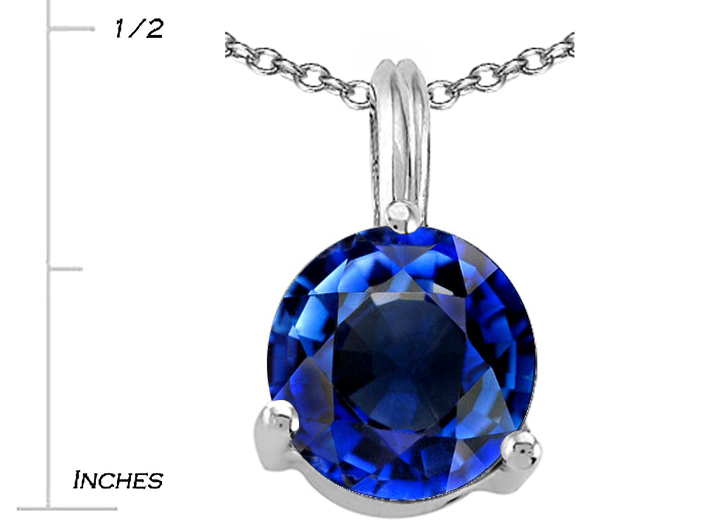 Tommaso Design™ Round 7mm Created Blue Sapphire Pendant Necklace