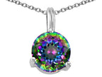Tommaso Design™ Round 7mm Rainbow Mystic Topaz Pendant Necklace