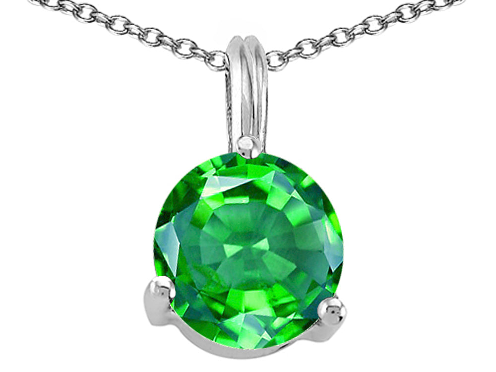Tommaso Design™ Round 7mm Simulated Emerald Pendant Necklace