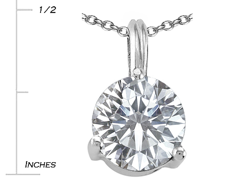 Tommaso Design™ Round 7mm Genuine White Topaz Pendant Necklace