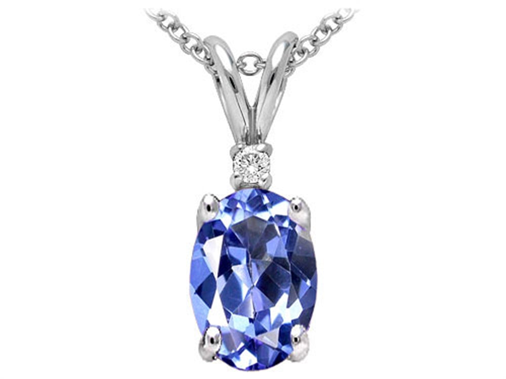 Tommaso Design™ 7x5mm Oval Genuine Tanzanite Pendant Necklace