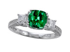 Star K Ring with 7mm Cushion-Cut Simulated Emerald