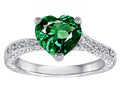 Star K Solitaire Ring with Heart Shape Simulated Emerald