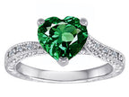 Star K Solitaire Ring with Heart Shape Simulated Emerald