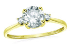 Original Star K 7mm Round Genuine White Topaz Classic 3 stones Engagement Ring