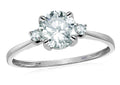 Original Star K 7mm Round Genuine White Topaz Classic 3 stones Engagement Ring