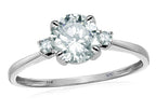 Original Star K 7mm Round Genuine White Topaz Classic 3 stones Engagement Ring