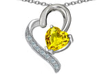 Star K™ 7mm Heart Shape Simulated Yellow Sapphire Heart Pendant Necklace