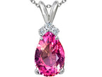 Tommaso Design™ Pear Shape Created Pink Sapphire s Pendant Necklace