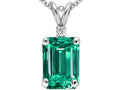 Tommaso Design™ Emerald Cut Simulated Emerald Pendant Necklace