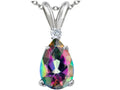 Tommaso Design™ Pear Shape 8x6mm Mystic Rainbow Topaz Pendant Necklace