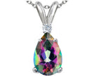 Tommaso Design™ Pear Shape 8x6mm Mystic Rainbow Topaz Pendant Necklace