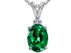 Tommaso Design™ Oval Simulated Emerald Pendant Necklace