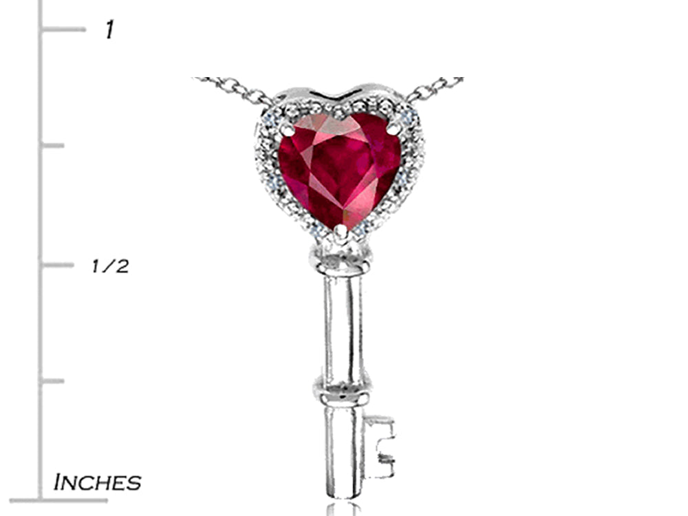 Tommaso Design™ Key to My Heart Pendant Necklace with Created Ruby