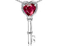 Tommaso Design™ Key to My Heart Pendant Necklace with Created Ruby