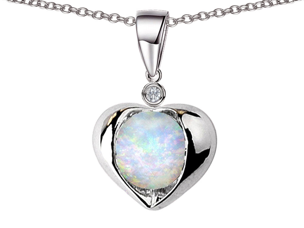 Star K™ Round 7mm Created Opal Heart Pendant Necklace