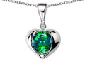 Star K™ Round 7mm Simulated Emerald Heart Pendant Necklace
